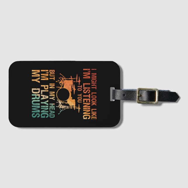 Funny Drummer Art För manar Women Drum Player Perc Bagagebricka (Framsida horisontal)