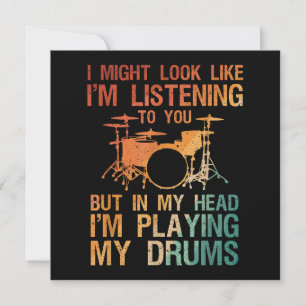 Funny Drummer Art För manar Women Drum Player Perc Inbjudningar