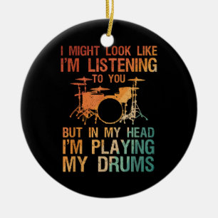Funny Drummer Art För manar Women Drum Player Perc Julgransprydnad Keramik
