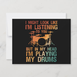 Funny Drummer Art För manar Women Drum Player Perc Julkort