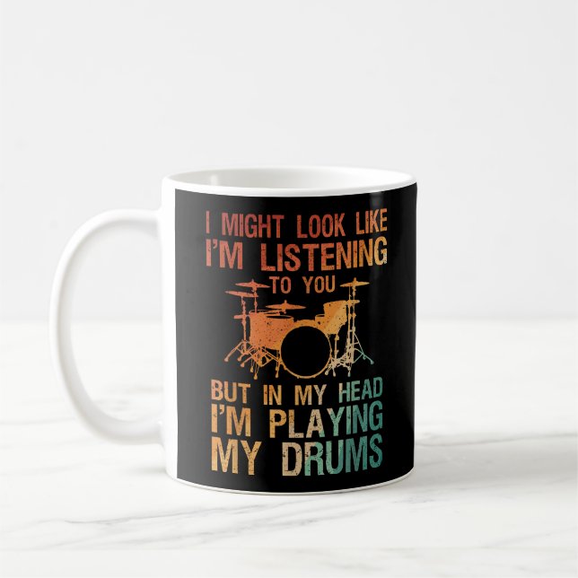 Funny Drummer Art För manar Women Drum Player Perc Kaffemugg (Vänster)