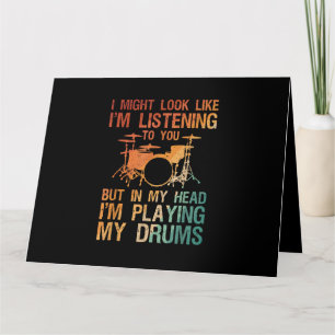 Funny Drummer Art För manar Women Drum Player Perc Kort