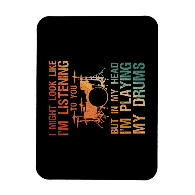 Funny Drummer Art För manar Women Drum Player Perc Magnet (Vertikal)