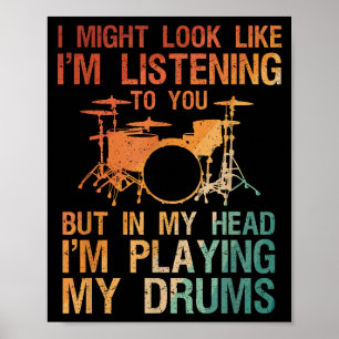 Funny Drummer Art För manar Women Drum Player Perc Poster
