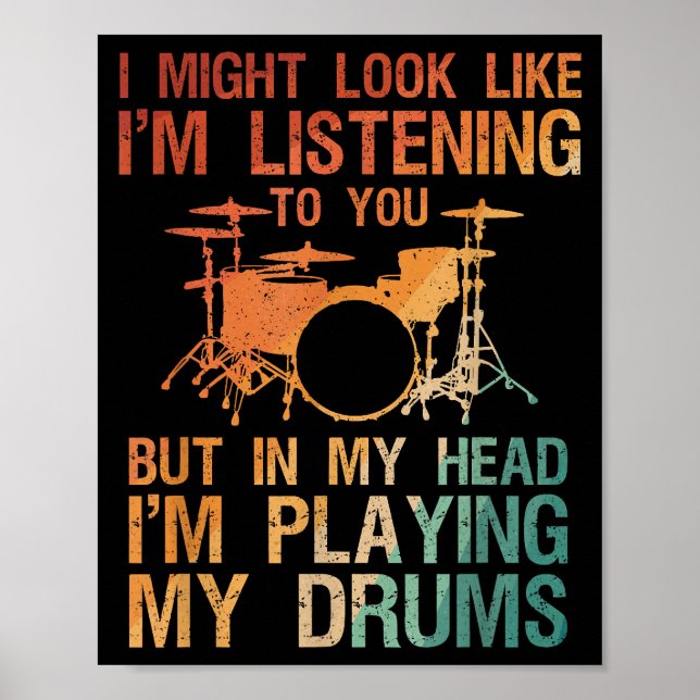 Funny Drummer Art För manar Women Drum Player Perc Poster (Framsidan)
