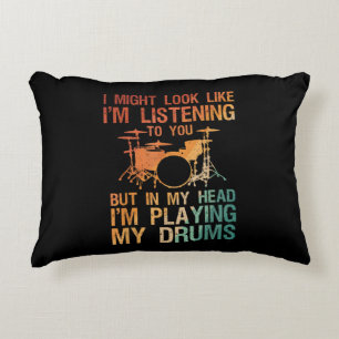 Funny Drummer Art För manar Women Drum Player Perc Prydnadskudde