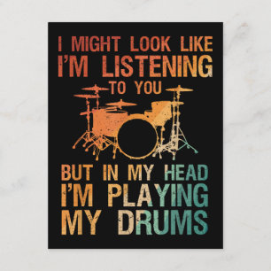 Funny Drummer Art För manar Women Drum Player Perc Tilläggskort