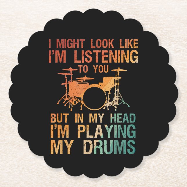Funny Drummer Art För manar Women Drum Player Perc Underlägg Papper (Framsida)