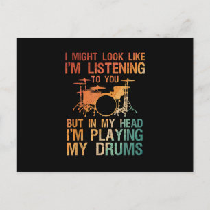 Funny Drummer Art För manar Women Drum Player Perc Vykort