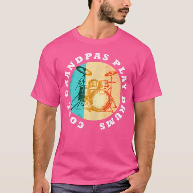 Funny Drummer Coola Grandpas Play Drums Retro Vint T Shirt (Framsida)