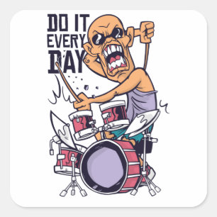 Funny Drummer Drums Gift Fyrkantigt Klistermärke