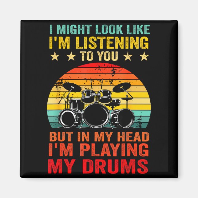 Funny Drummer Men Women Drumline Drumming Musical  Magnet (Framsidan)