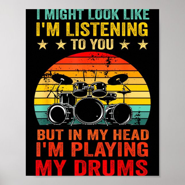 Funny Drummer Men Women Drumline Drumming Musical  Poster (Framsidan)