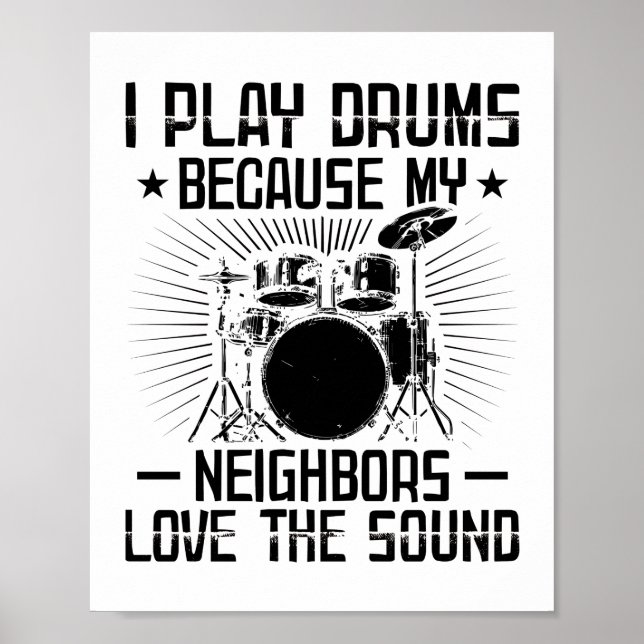 Funny Drummer Ord | Musician Gifts Poster (Framsidan)