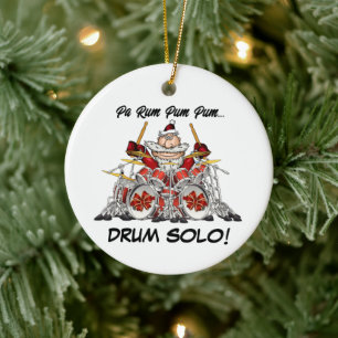 Funny Drummer Santa Sten & Roll Julmusiker Julgransprydnad Keramik