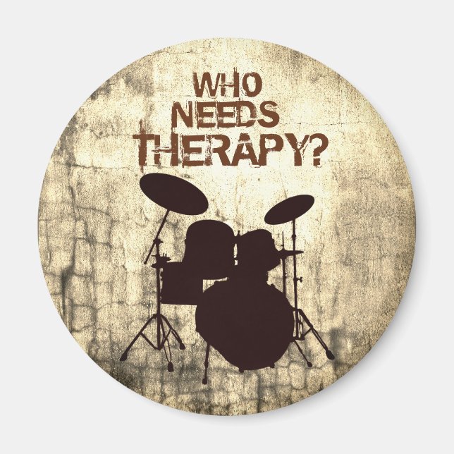 Funny Drummer Therapy Drum Kit Percussion Drumming Magnet (Framsidan)