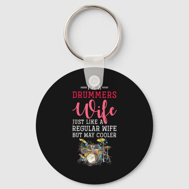 Funny Drummers Wife Valentines Day Gift Drums  Nyckelring (Framsida)