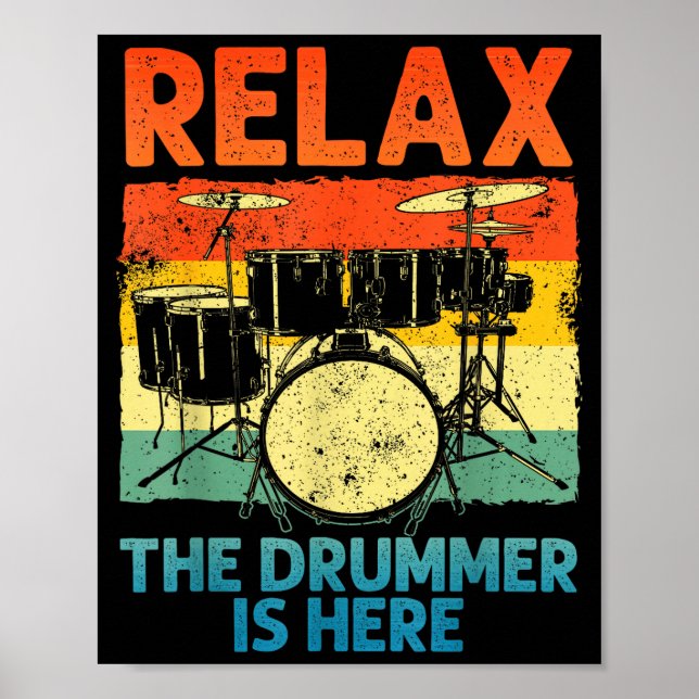 Funny Drumming Art For Men Women Drumline Drum Set Poster (Framsidan)