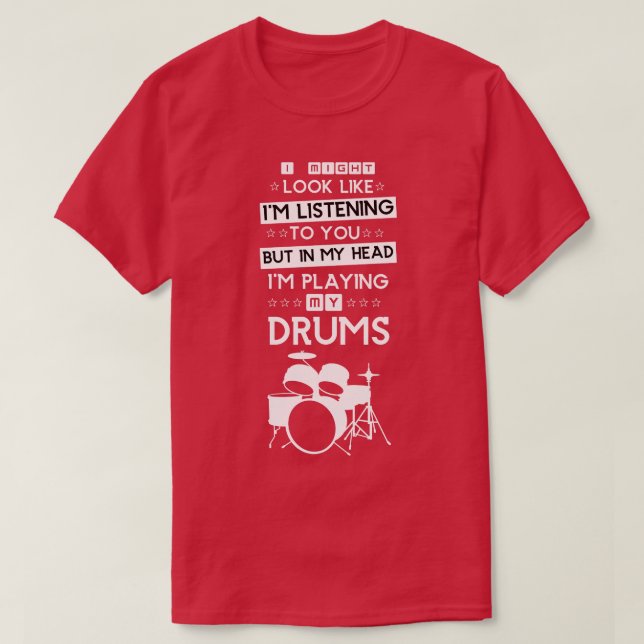 Funny Drums Music Gift Drummer Percussion T Shirt (Design framsida)