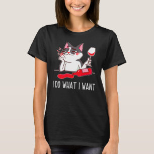 Funny Drunk Cat Drinking Vin T Shirt