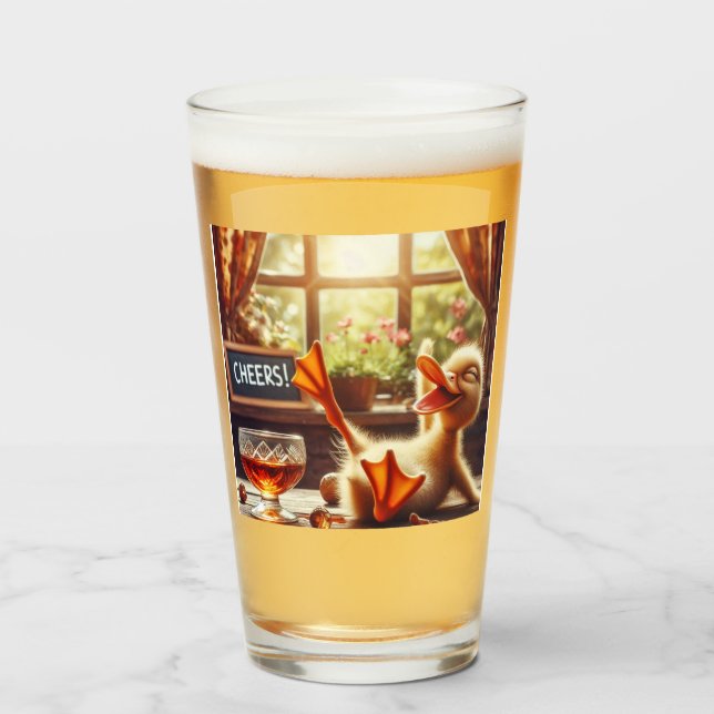 Funny Drunk Duck Christmas Glass Glaskopp (Framsida fylld)