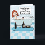 Funny Drunk i Tub Birthday Kort<br><div class="desc">Det här roliga födelsedagskortet har en kvinna som ändrar sin Facebook-status till "Drunk in the tub" på var och en av sina födelsedagar. Vin inte? Tack för att du valde den här originalsymbolen av © Chuck Ingwersen och stöder mig - en oberoende-artist! Jag lägger ut tecknader varje dag på Instagram:...</div>