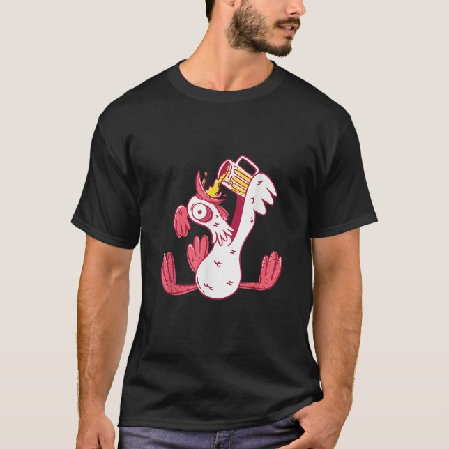 Funny Drunk Rooster Animal Chicken Beer Alcohol Pa T Shirt (Framsida)
