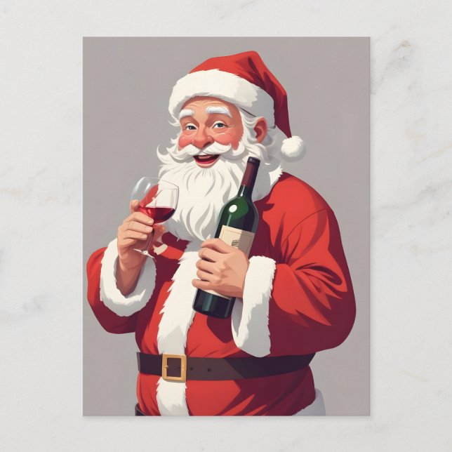 Funny Drunk Santa Helg Vykort (Framsida)