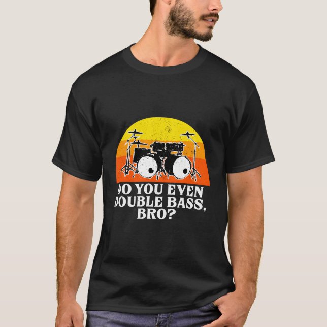 Funny Dubbla Bass Drumset Drum Kit Drummer Percuss T Shirt (Framsida)