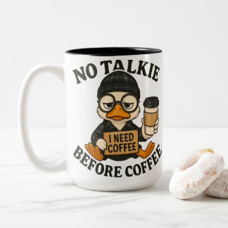 Funny Duck Coffee Lover Cute Cartoon Graphic Två-Tonad Mugg