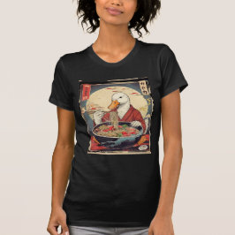 Funny Duck Eating Ramen Japanese Art  T Shirt