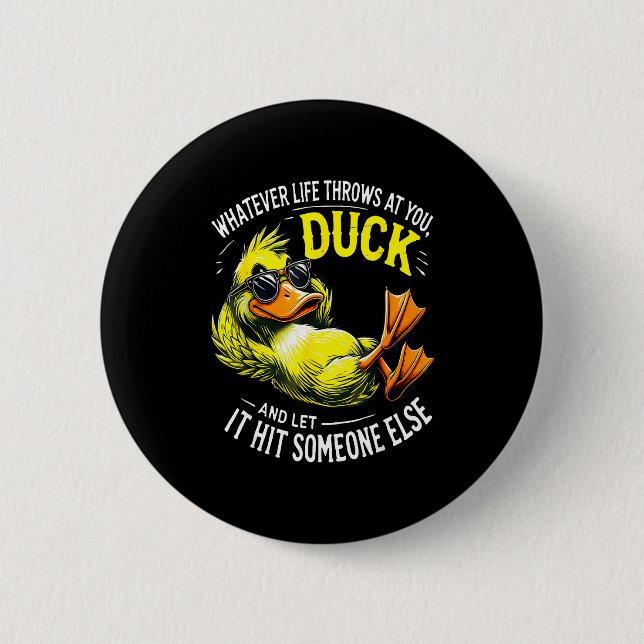 Funny Duck Graphic Tees Men Women Funny Quote  Knapp (Framsida)