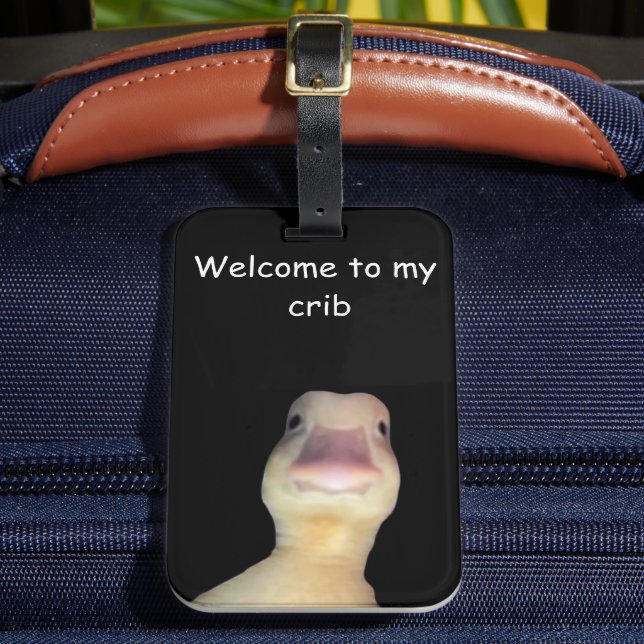 Funny Duck Meme – “Welcome to My Crib” Cute Animal Bagagebricka (Framsida Insitu 2)