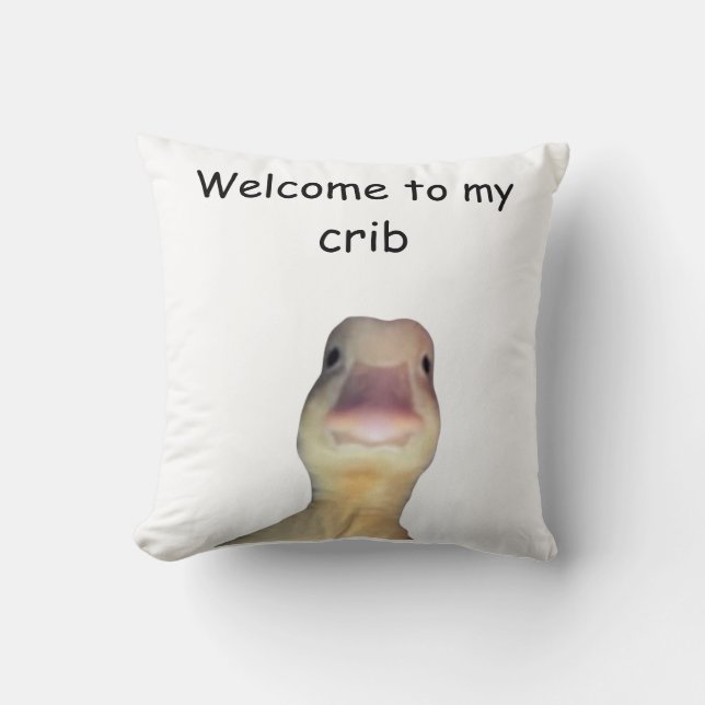 Funny Duck Meme – “Welcome to My Crib” Cute Animal Kudde (Framsida)