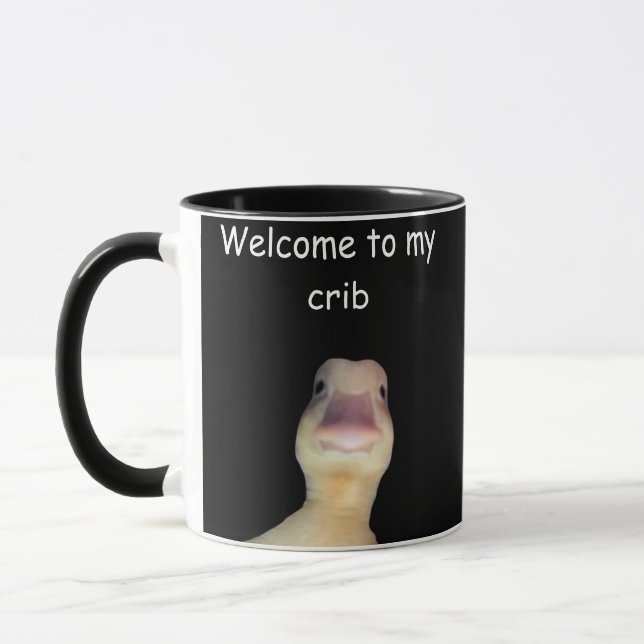 Funny Duck Meme – “Welcome to My Crib” Cute Animal Mugg (Vänster)