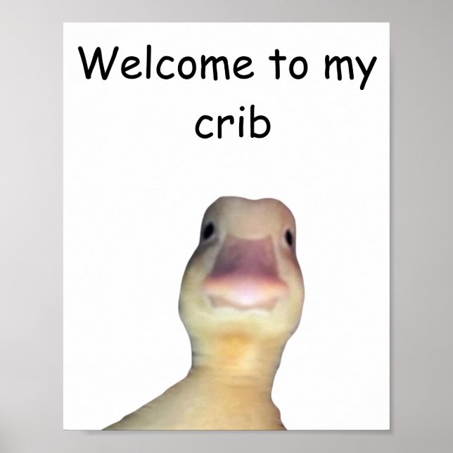 Funny Duck Meme – “Welcome to My Crib” Cute Animal Poster (Framsidan)