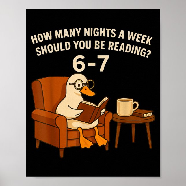 Funny Duck Reading Book 67 Six Seven Meme  Poster (Framsidan)
