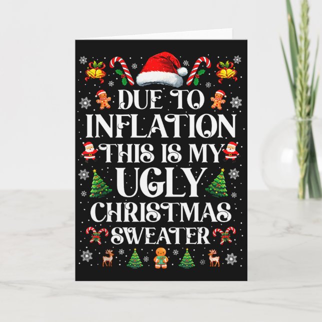 Funny Due To Inflation Ugly Christmas Sweaters For Kort (Framsida)