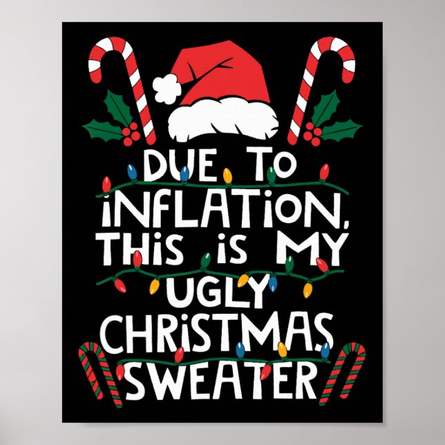 Funny Due To Inflation Ugly Christmas Sweaters For Poster (Framsidan)