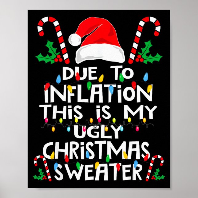 Funny Due To Inflation Ugly Christmas Sweaters For Poster (Framsidan)