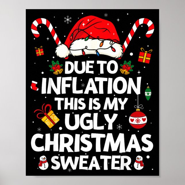 Funny Due To Inflation Ugly Christmas Sweaters For Poster (Framsidan)