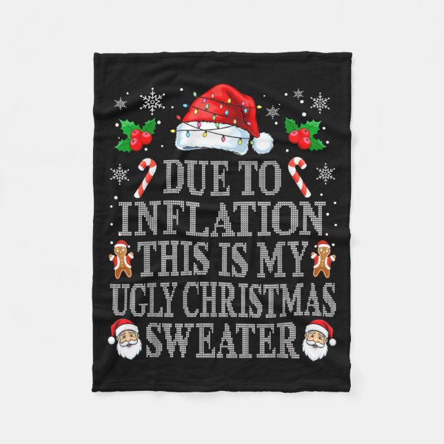 Funny Due To Inflation Ugly Christmas Sweaters Men Fleecefilt (Framsidan)