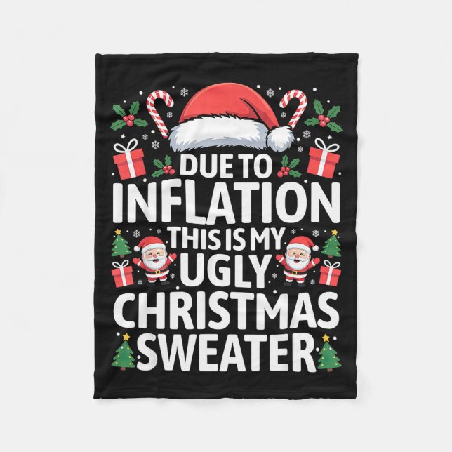 Funny Due To Inflation Ugly Christmas Sweaters Men Fleecefilt (Framsidan)