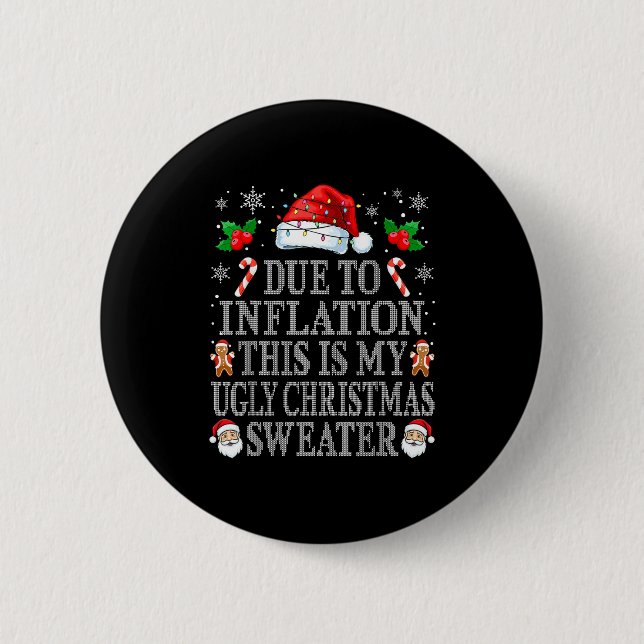 Funny Due To Inflation Ugly Christmas Sweaters Men Knapp (Framsida)