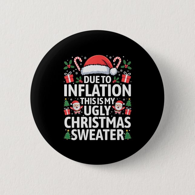 Funny Due To Inflation Ugly Christmas Sweaters Men Knapp (Framsida)