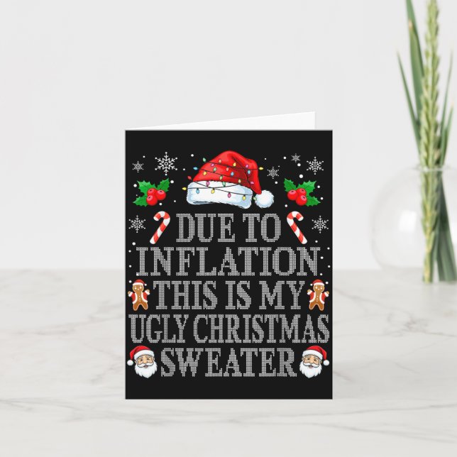 Funny Due To Inflation Ugly Christmas Sweaters Men Kort (Framsida)