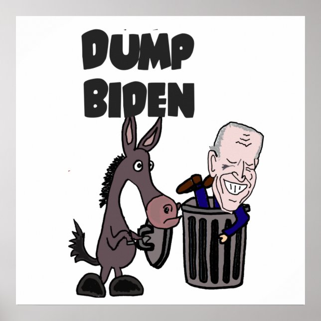 Funny Dump Joe Biden Tecknad Poster (Framsidan)