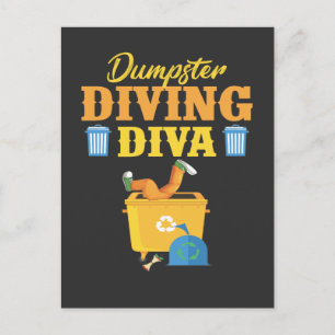Funny Dumpster Diving Diva Sopor Älskare Vykort