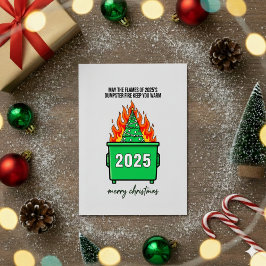 Funny Dumpster Fire 2025 Xmas Greeting Card Julkort