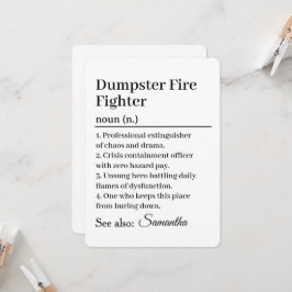Funny Dumpster Fire Fighter Definition Card Inbjudningar